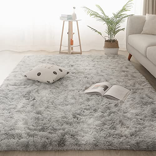 Jyswx Shaggy Teppich für Wohnzimmer – Moderne Langflor Teppiche Schlafzimmer Waschbar – Flauschig Hochflor Teppich für Wohnzimmer, Schlafsaal, Schlafzimmer, Farbe: Grau, Größe:100 x 160CM von Jyswx