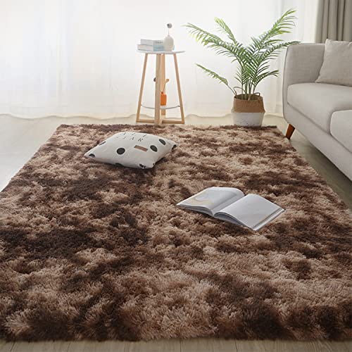 Jyswx Shaggy Teppich für Wohnzimmer – Moderne Langflor Teppiche Schlafzimmer Waschbar – Hochflor Flauschig Teppich für Wohnzimmer, Schlafzimmer, Schlafsaal, Farbe: Kaffee, Größe:100x160 cm von Jyswx