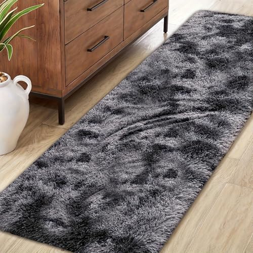 Jyswx Wohnzimmer Teppich Läufer – Waschbarer Rutschfester Fluffy Shaggy Teppich, Weicher Kuscheliger Teppich für Schlafzimmer, Kinderzimmer, Flur und Wohnzimmer, 80x500cm, Dunkelgrau Gefärbt Jyswx Wohnzimmer Teppich Läufer – Waschbarer Rutschfester Fluffy Shaggy Teppich, Weicher Kuscheliger Teppich für Schlafzimmer, Kinderzimmer, Flur und Wohnzimmer, 80x500cm, Dunkelgrau Gefärbt von Jyswx