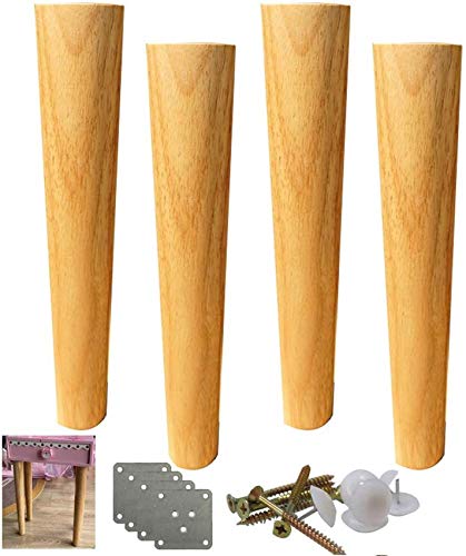 Jyuiipcz 4 x Massivholz-Möbelbeine, gerade, konische Sofafüße, Holzschrankfüße, Schreibtischbeine, Ersatzbeine, mit Montagezubehör, Höhe 6–70 cm optional (25 cm) von Jyuiipcz
