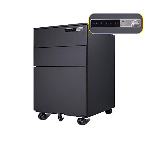 Jyuiipcz - Aktenschrank, 3-lagige Schublade, mobiler Metall-Aktenschrank, Büroschloss, Aufbewahrungsschrank, Metall-Aktenschrank, Endstück, keine Montage, Heimbüro (Farbe: #1) (#11) von Jyuiipcz