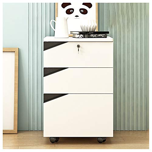 Jyuiipcz - Aktenschrank mit 3 Schubladen, mobiler Aktenschrank mit Schloss, Metall-Aktenschrank, multifunktional, Bürodaten-mobiler, bodenstehender Aktenschrank (Farbe: #1) (#1) von Jyuiipcz