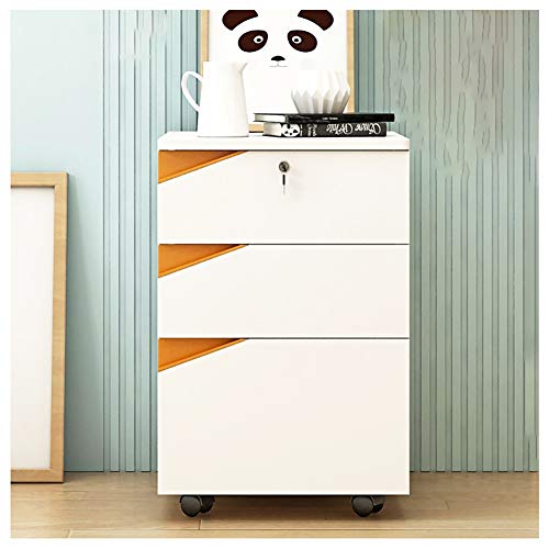 Jyuiipcz - Aktenschrank mit 3 Schubladen, mobiler Aktenschrank mit Schloss, Metall-Aktenschrank, multifunktional, Bürodaten-mobiler, bodenstehender Aktenschrank (Farbe: #1) (#2) von Jyuiipcz