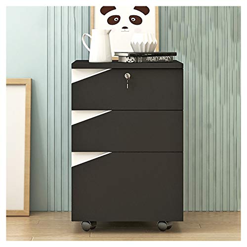 Jyuiipcz - Aktenschrank mit 3 Schubladen, mobiler Aktenschrank mit Schloss, Metall-Aktenschrank, multifunktional, Bürodaten-mobiler, bodenstehender Aktenschrank (Farbe: #1) (#4) von Jyuiipcz