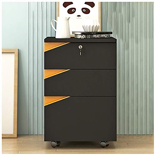 Jyuiipcz - Aktenschrank mit 3 Schubladen, mobiler Aktenschrank mit Schloss, Metall-Aktenschrank, multifunktional, Bürodaten-mobiler, bodenstehender Aktenschrank (Farbe: #1) (#5) von Jyuiipcz