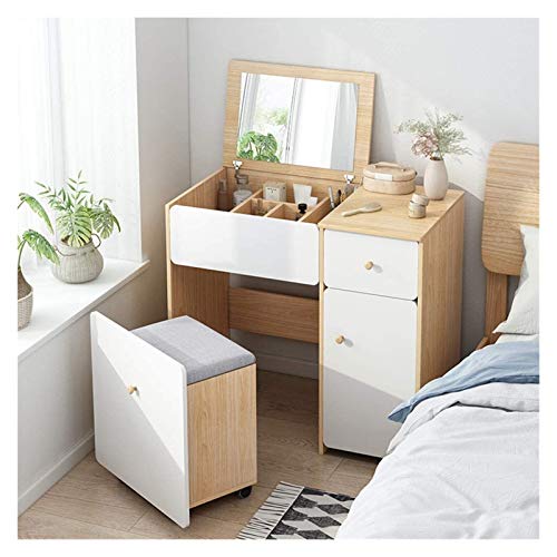 Jyuiipcz Elegantes Schminktisch-Set, 2-in-1 Schminktisch, Schreibtisch mit Klappspiegel und Aufbewahrungs-Organizer, Schminktisch-Set, Schlafzimmer, Schminktisch (Weiß, 80 x 40 x 90 cm) von Jyuiipcz