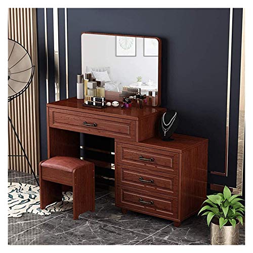 Jyuiipcz Elegantes Schminktisch-Set, Schminktisch, modernes Möbel-Set mit großem quadratischem Jingzi, Schminktisch mit 4 großen Schubladen, Schlafzimmer-Schminktisch Jyuiipcz Elegantes Schminktisch-Set, Schminktisch, modernes Möbel-Set mit großem quadratischem Jingzi, Schminktisch mit 4 großen Schubladen, Schlafzimmer-Schminktisch von Jyuiipcz