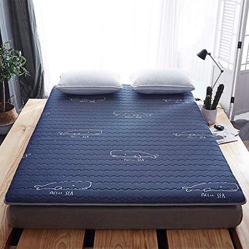 Jyuiipcz Futon-Matratzenauflage aus Baumwolle, Tatami-Bodenmatte, rutschfest, faltbar, atmungsaktiv, hautfreundlich, Isomatte (Farbe: Blau, Größe: 90 x 200 cm) (Blau, 180 x 200 cm) von Jyuiipcz