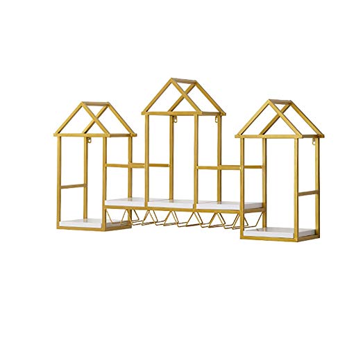 Jyuiipcz Weinregal, Wandmontage, europäischer Stil, Massivholz mit Metallglashalter, Küche und Bar, Dekoration, Aufbewahrungsdisplay (Farbe: #1) (#8) von Jyuiipcz