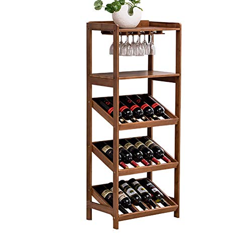 Jyuiipcz Weinregal aus Holz, freistehend, vertikal, Flaschenständer mit 2 Lamellen, Massivholz, Bambusmaterial, moderne Einfachheit, kleiner Weinglashalter, Wohnzimmer, Restaurant (Größe : #1) (#2) von Jyuiipcz