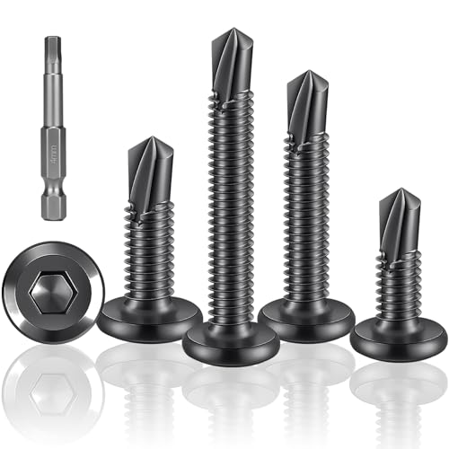 Jyvex 120 Stück Selbstschneidende Blechschrauben Edelstahl Schwarz, 5.5x16mm Flachkopf – Mit Innensechskant-Antrieb, Für Metall, Holz, Kunststoff, Bau & DIY Jyvex 120 Stück Selbstschneidende Blechschrauben Edelstahl Schwarz, 5.5x16mm Flachkopf – Mit Innensechskant-Antrieb, Für Metall, Holz, Kunststoff, Bau & DIY von Jyvex