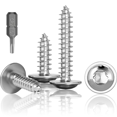 100 Stück Tellerkopf Holzschrauben Torx M3x20mm, Selbstschneidende Schrauben Mit Scheibe,Edelstahl Rostfrei A2 V2A Torx Schrauben Vollgewinde, Holzschrauben, Flachkopfschrauben mit T10 Bohre von Jyvex