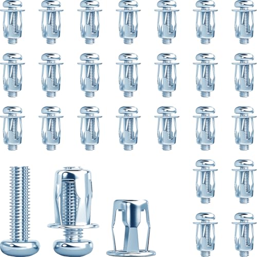 Jyvex 25 Pcs Jack Nuts, Cavity Metal Anchors M6x25, Petal Expansion Nuts, Hohlraumdübel Metall, Gipskartondübel Metall, Dübel Hohlraum Thin Walls Hollow Doors Iron Sheet von Jyvex
