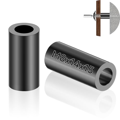 Jyvex 60 Stück Nylon Unterlegscheiben Distanzhülsen M8, ABS Gummi Abstandshalter, 14x15 mm Schwarz Distanzscheiben Kunststoff Distanzhülse,Isolierung Beilagscheiben für M6 Schrauben von Jyvex