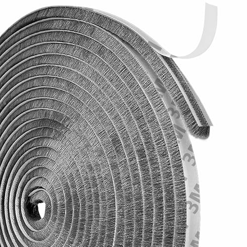 Jyvex 7M Bürstendichtung Türdichtung Selbstklebend, 9mmx5mm Dichtungsstreifen für Tür,Türdichtung Unten, Bürstendichtung Rolladenkasten, Zugluftstopper für Türen von Jyvex