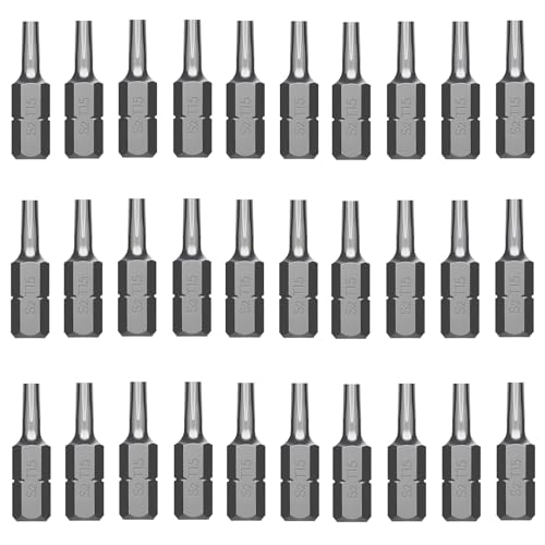 Jyvex T15 Torx Bit Set - 30 Stück S2 Stahl Bits (Länge: 25mm) - Geeignet für Torx-Schrauben von Jyvex