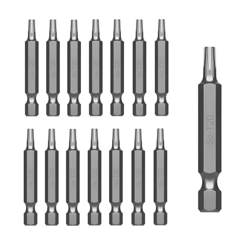 Jyvex T20 Torx Bit Set, 15 Stück S2 Stahl, 50mm Länge - Geeignet für Torx-Schrauben von Jyvex