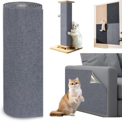 Jyvex 150cmx30cm Katze Kratzmatte Selbstklebend, Kratzbretter Kratzschutz Sofa Katze, Trimmbare Kratzmatte Katzen, DIY Kratzbrett Katze für Katze Bäume Katze Wand Möbel und Couch Schutz (Grau) von Jyvex