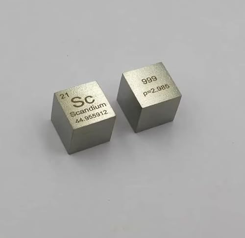 1 Stück 10 x 10 x 10 mm Metallic Scandium Periodensystem Würfel SC 99,9% reine Scandium Cube Wunderbare Element Collection Handwerk von Jyving