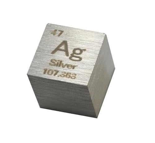 1 Stück 99,9 % reines Silber Metall Periodensystem Würfel AG Metall geschnitztes Element Wunderbare Bastelkollektion 10 x 10 x 10 mm von Jyving