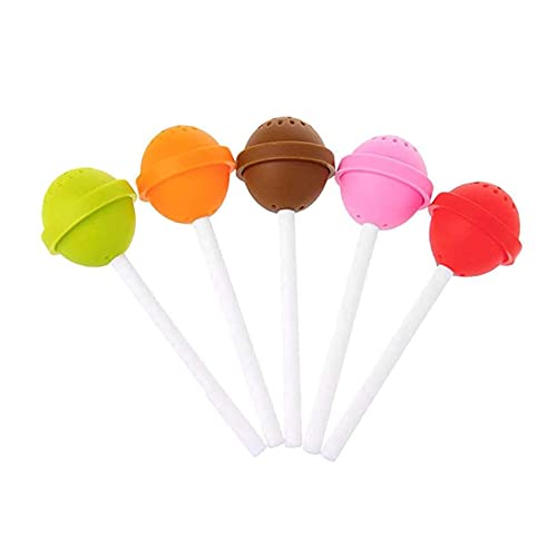 Jzhen 5 Stück Teesieb, Teezubehör Teeei Silikon Teefilter für Losen Tee, Kreativer Lollipop Premium Strainer Tee-Sieb Fits Most Teacups and Bowls von Jzhen