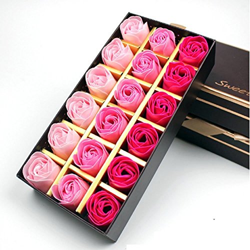 Jzhen Rose Blume Duftseifen in Geschenkbox Hochzeit Rot-18pcs von Jzhen