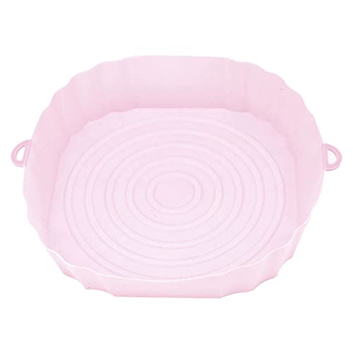 Jzoowar 20 cm HeißLuftfritteuse Backofen Backblech BrathäHnchen Korbmatte AirFryer Silikontopf Runde -Grillpfanne Rosa von Jzoowar