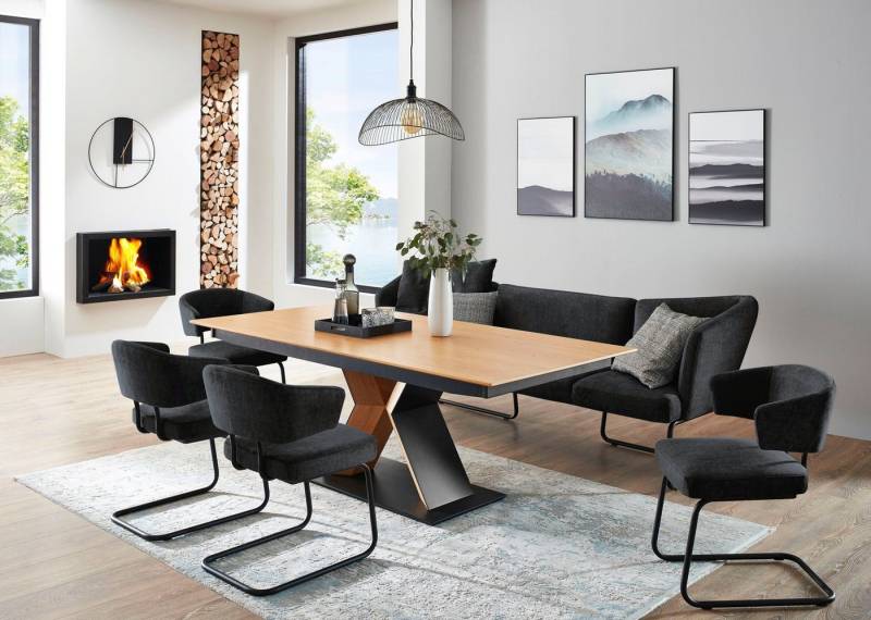 K+W Komfort & Wohnen Essgruppe Mikkado Tube, (6-tlg), 4 Freischwinger und einem Funktionesstisch von K+W Komfort & Wohnen