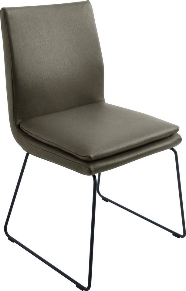 K+W Komfort & Wohnen Esszimmerstuhl Creso, mit Sitzkissen und Rundrohrkufe in Metall schwarz Struktur von K+W Komfort & Wohnen
