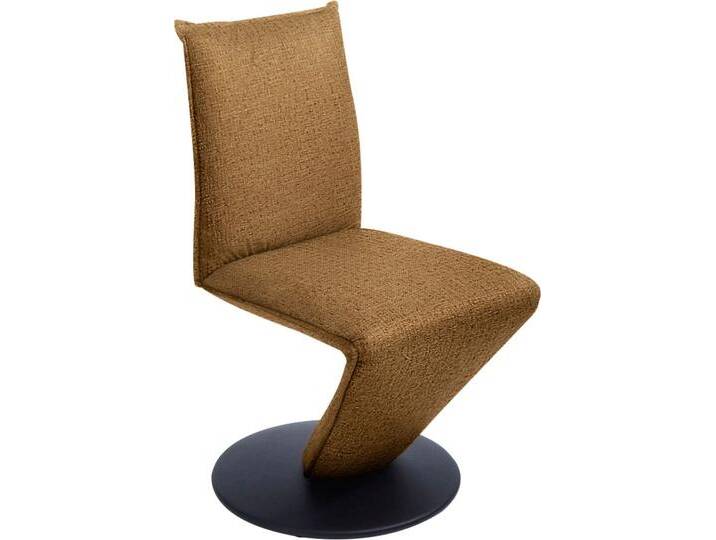 Drehstuhl K+W KOMFORT & WOHNEN Drive , gelb (cinnamon 71, drehteller in metall schwarz struktur), B:52cm H:94cm T:63cm, 775: Flachgewebe, 100% Polyester, Stühle, Drehstuhl Esszimmerstuhl, Stuhl mit federnder Sitzschale, Drehteller in Metall schwarz Struktur von K+W-Polstermöbel