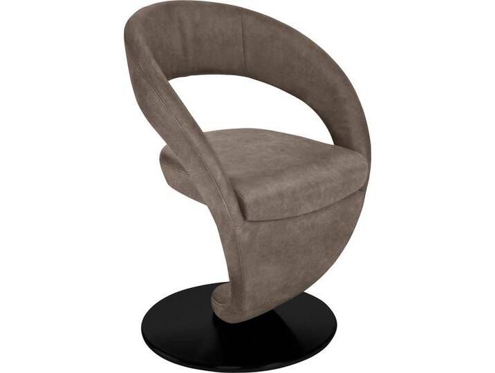 Drehstuhl K+W KOMFORT & WOHNEN Wave , braun (schlamm, drehteller in metall schwarz struktur), B:62cm H:86cm T:61cm, 785: Microfaser, 100% Polyester, Stühle, Barhocker Drehstuhl Esszimmerstuhl, Design-Drehstuhl, schwarzer Drehteller von K+W-Polstermöbel