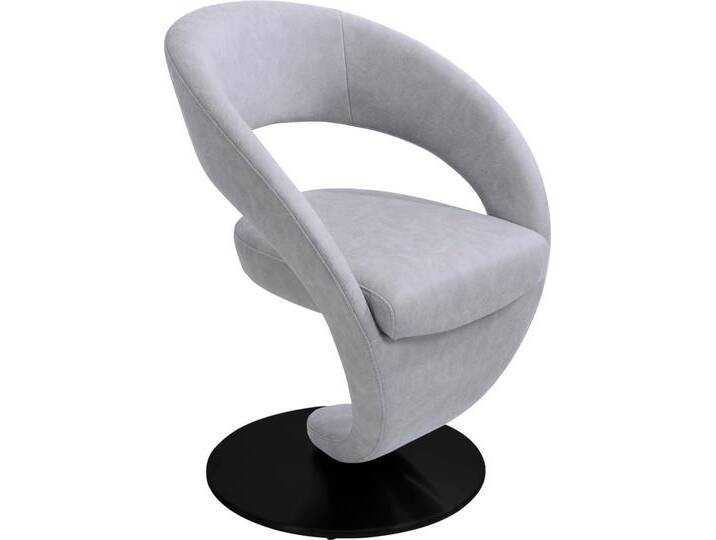 Drehstuhl K+W KOMFORT & WOHNEN Wave , grau (hellgrau, drehteller in metall schwarz struktur), B:62cm H:86cm T:61cm, 785: Microfaser, 100% Polyester, Stühle, Barhocker Drehstuhl Esszimmerstuhl, Design-Drehstuhl, schwarzer Drehteller von K+W-Polstermöbel