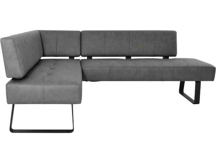 Eckbank K+W KOMFORT & WOHNEN Spider II , grau (grau 82, schwarz), B:165cm H:88cm T:195cm, Sitzbänke, Sitzsteppung, bequem durch Sandwichbauweise, 2 Stellmaße von K+W-Polstermöbel