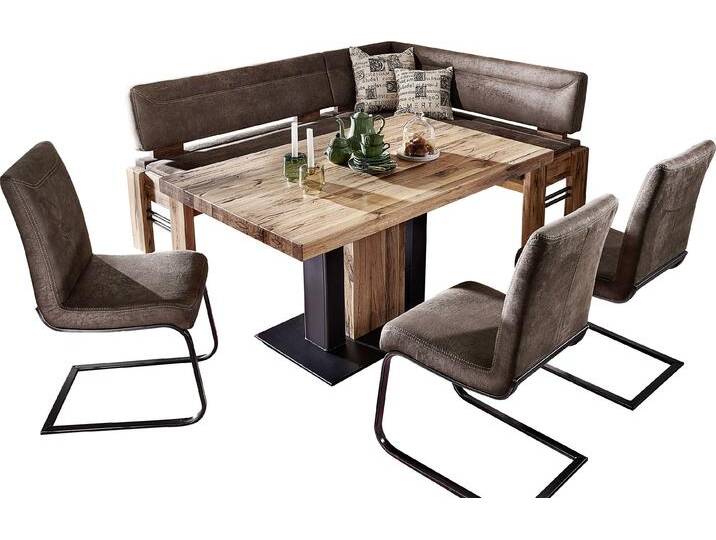 Eckbankgruppe K+W KOMFORT & WOHNEN Floyd , braun (braun 75, balkeneiche 437,), B:203cm H:90cm T:163cm, Sitzmöbel-Sets, Stauraum-Eckbank, wahlweise rechts oder links langer Schenkel 203cm von K+W-Polstermöbel