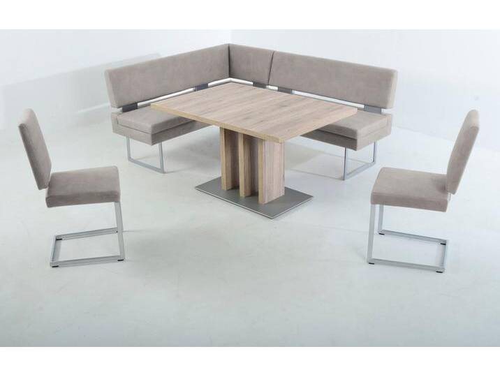 Essgruppe K+W KOMFORT & WOHNEN, grau (lightgrau 85), B:158cm H:89cm T:199cm, Sitzmöbel-Sets, langer Schenkel links oder rechts, 2 Freischwinger, 1 Funktionstisch von K+W-Polstermöbel