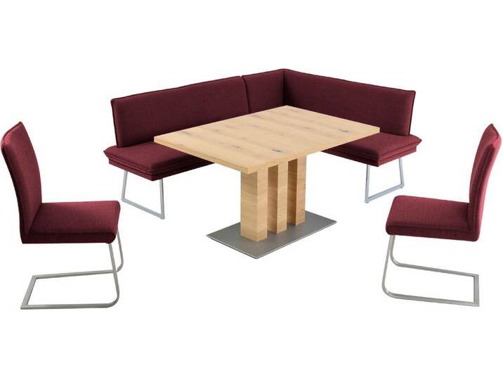 Essgruppe K+W KOMFORT & WOHNEN Santos III , rot (bordeaux,), B:205cm H:86cm T:158cm, Sitzmöbel-Sets, gepolsterte Eckbank und Stühle, langer Schenkel rechts oder links von K+W-Polstermöbel