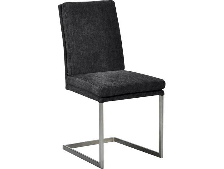 Freischwinger K+W KOMFORT & WOHNEN, grau (schwarzgrau 85, edelstahloptik), B:47cm H:96cm T:64cm, Stühle, stabiles Hochkantrohr, Untergestell in Edelstahloptik oder schwarz von K+W-Polstermöbel