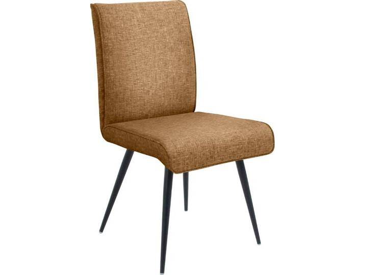 K+W Komfort & Wohnen 4-Fußstuhl Giacomo I (1 St), 4- Fußstuhl mit umlaufenden 4mm Keder am Rücken und Sitz, Metallfüße, gelb, cinnamon von K+W-Polstermöbel