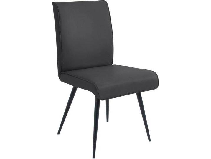 K+W Komfort & Wohnen 4-Fußstuhl Giacomo I (1 St), 4- Fußstuhl mit umlaufenden 4mm Keder am Rücken und Sitz, Metallfüße, grau, asphalt von K+W-Polstermöbel