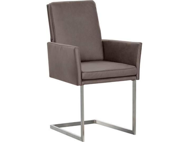 K+W Komfort & Wohnen Armlehnstuhl, stabiles Hochkantrohr, Untergestell in Edelstahloptik oder schwarz, braun, sattel 77 von K+W-Polstermöbel