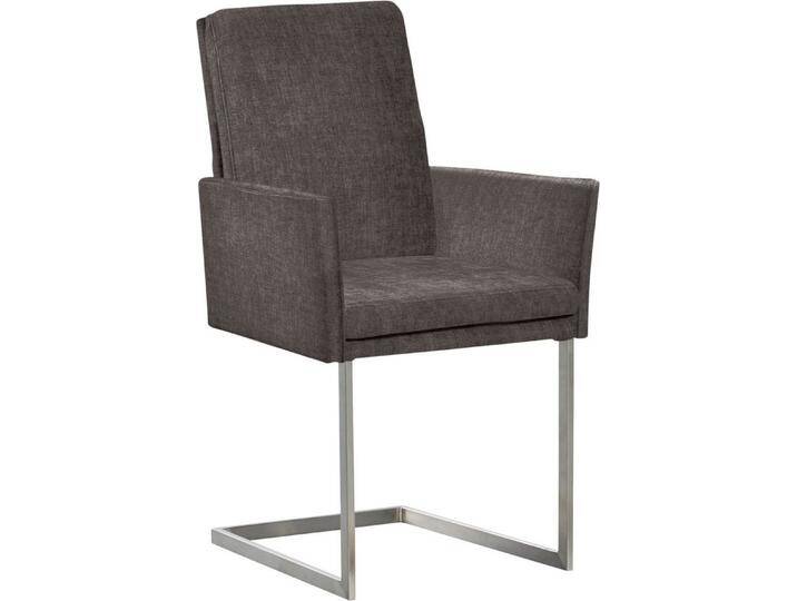 K+W Komfort & Wohnen Armlehnstuhl, stabiles Hochkantrohr, Untergestell in Edelstahloptik oder schwarz, grau, grey 80 von K+W-Polstermöbel