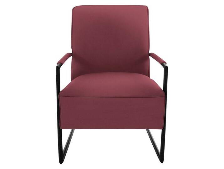 K+W Komfort & Wohnen Cocktailsessel, mit bezogenen Armlehnen, Gestell in Metall schwarz Struktur, rot, rubin von K+W-Polstermöbel