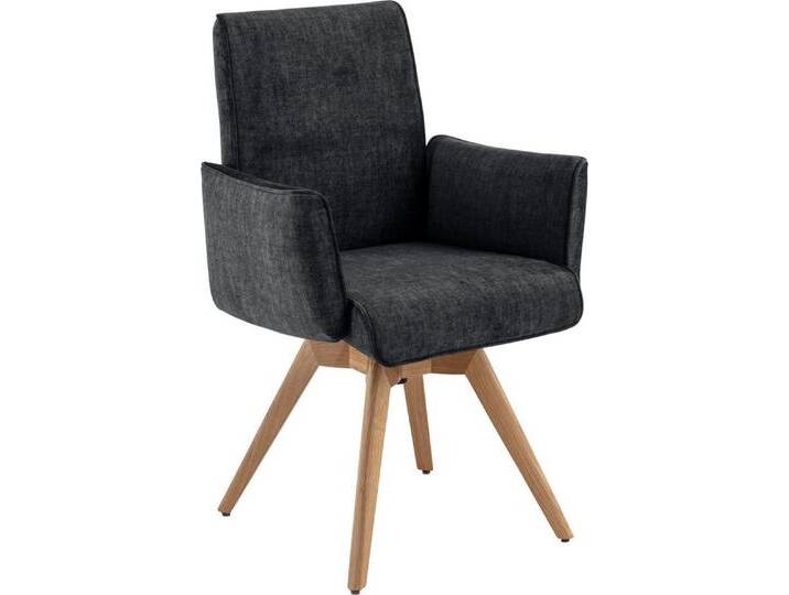 K+W Komfort & Wohnen Drehstuhl, Armlehnenstuhll mit 360° Drehfunktion massives Holzuntergestell, grau, darkgrey 85 von K+W-Polstermöbel