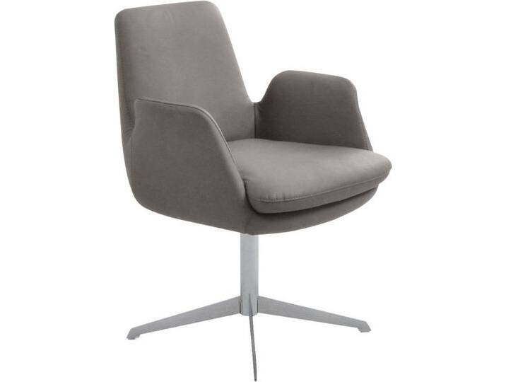 K+W Komfort & Wohnen Drehstuhl Cube, Rückholfunktion, Untergestell Edelstahloptik, grau, granit 83 von K+W-Polstermöbel