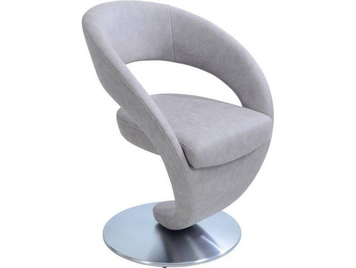 K+W Komfort & Wohnen Drehstuhl Wave, Design-Drehstuhl, Drehteller in Edelstahloptik, grau, hellgrau 83 von K+W-Polstermöbel