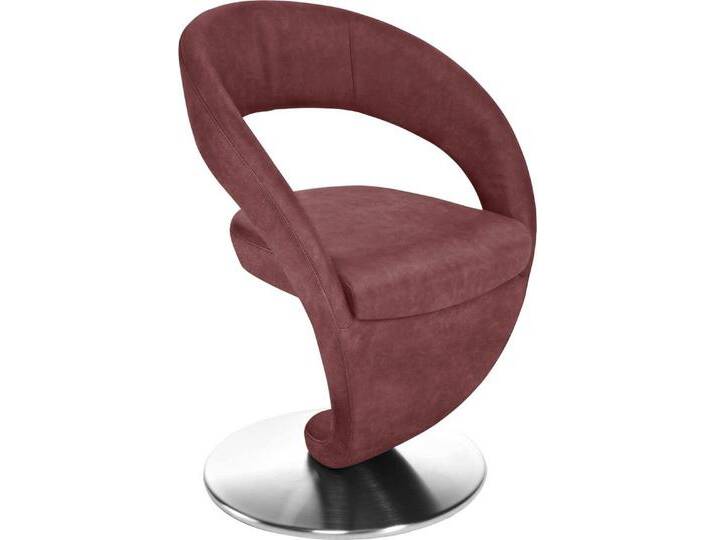 K+W Komfort & Wohnen Drehstuhl Wave, Design-Drehstuhl, Drehteller in Edelstahloptik, rot, bordeaux von K+W-Polstermöbel