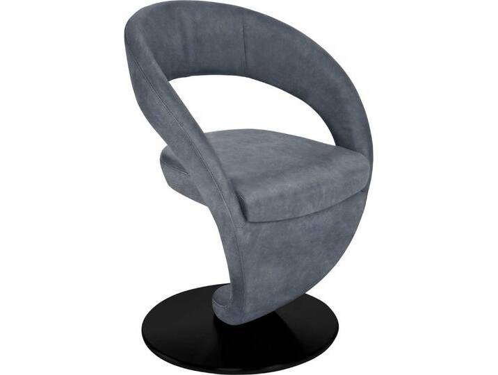 K+W Komfort & Wohnen Drehstuhl Wave, Design-Drehstuhl, schwarzer Drehteller, blau, blau von K+W-Polstermöbel