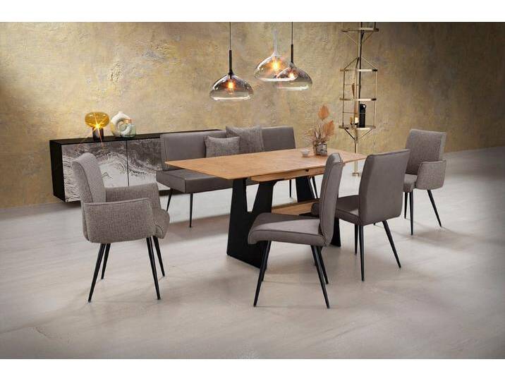 K+W Komfort & Wohnen Essgruppe Giacomo I, (6-tlg., Polsterbank, 2 Stühle und 2 Armlehnenstühle), 2 Stühle und Bank, 2 Armlehnenstühle Stoff 775, Tisch 160 oder 180 cm, braun von K+W-Polstermöbel