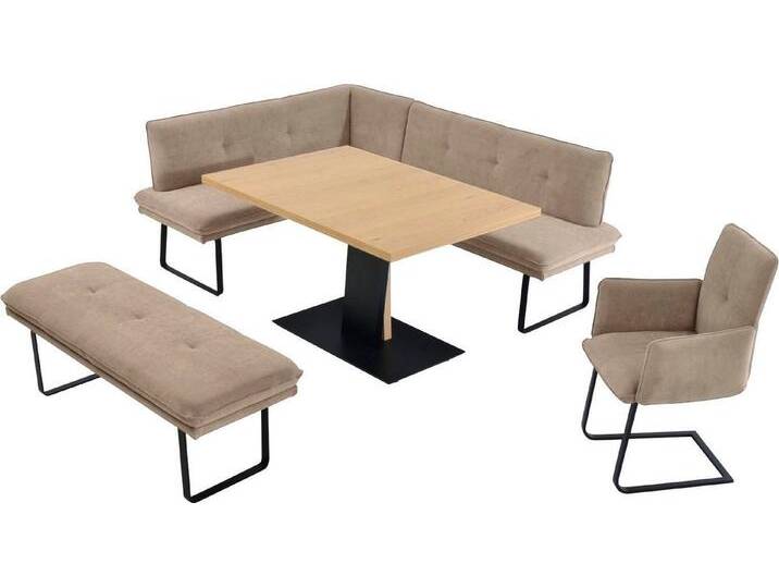 K+W Komfort & Wohnen Essgruppe Giacomo III, (4-tlg), Freischwingersessel, beige, Langer Schenkel rechts, sahara von K+W-Polstermöbel