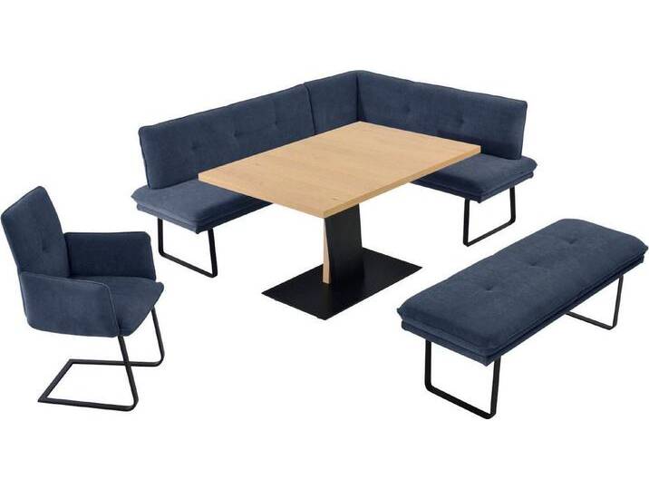 K+W Komfort & Wohnen Essgruppe Giacomo III, (4-tlg), Freischwingersessel, blau, Langer Schenkel links, blau von K+W-Polstermöbel